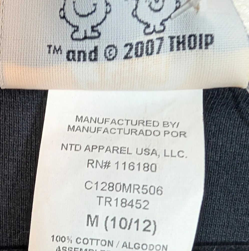 Mr Men Little Miss Y2K Black Crewneck Little Miss Bossy Deadstock 2007 Tee NEW! - Picture 6 of 8